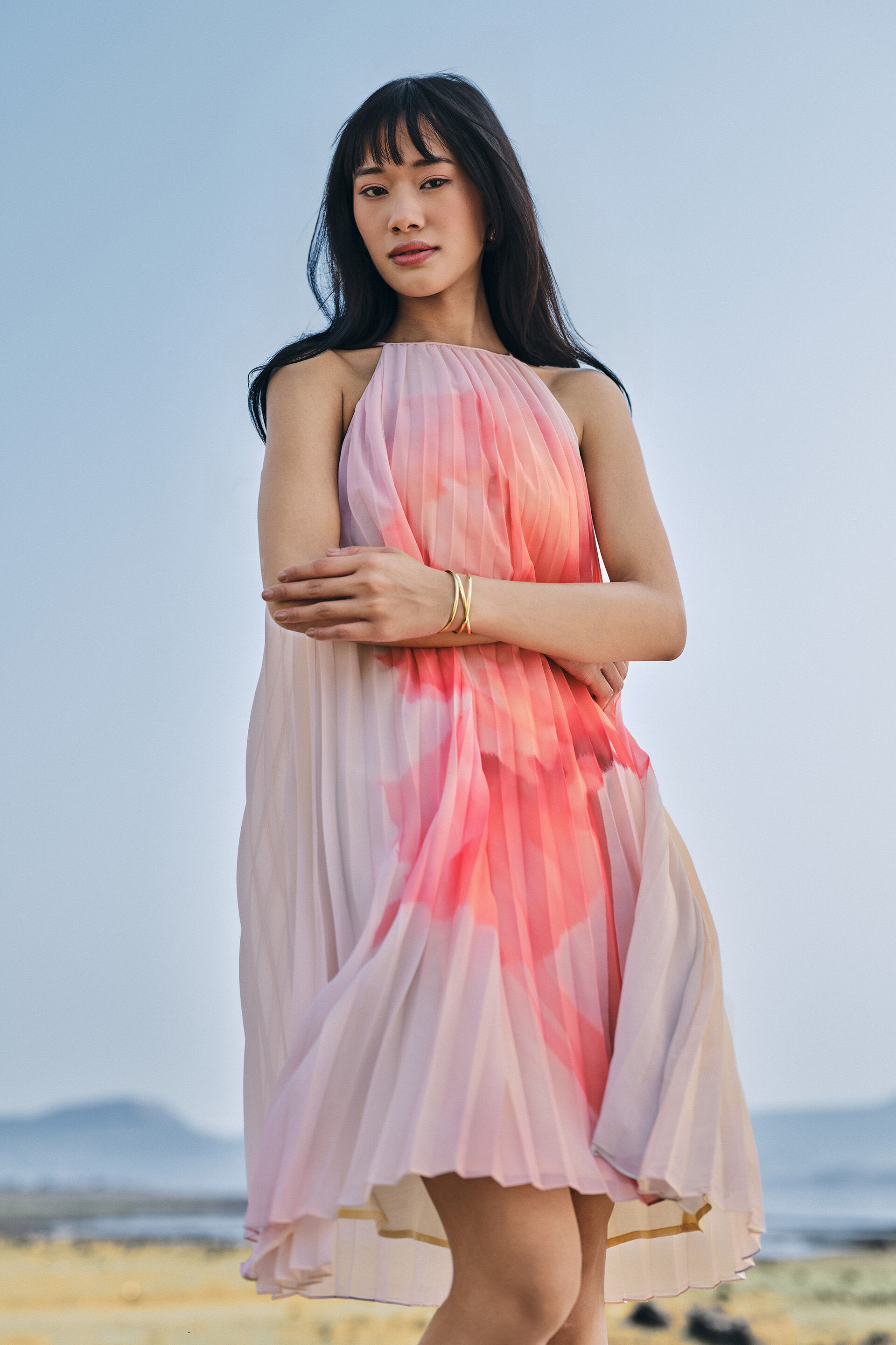 Ciara Pleated Halter Dress